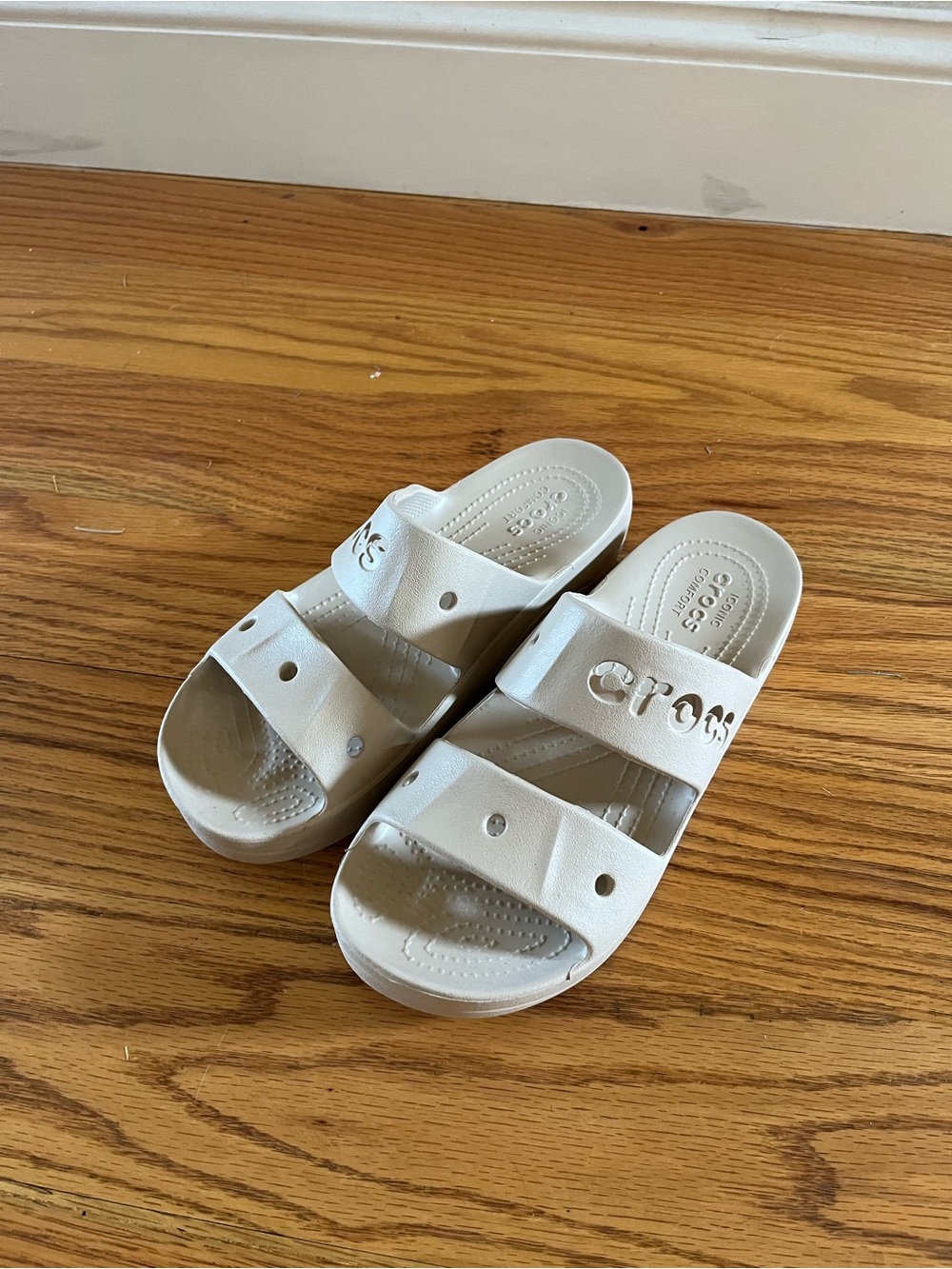CROCS Kids White Double-Strap Slide Sandals